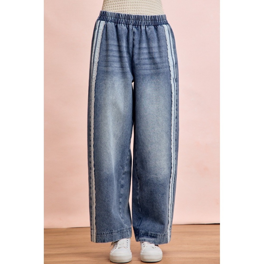 BiBi Washed Lace Contrast Sided Jeans - Medium